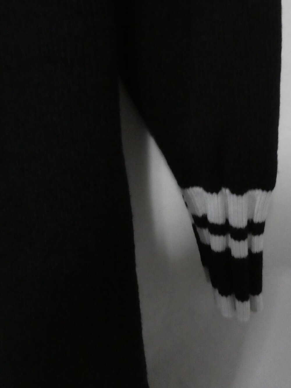 TRISTAN Long Mock Neck Sweater Dress Button Detail - Black and White - Medium - Picture 15 of 16